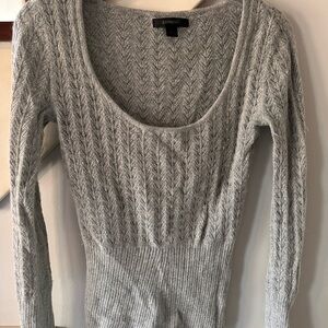 Express Light Gray Scoop Neck Sweater